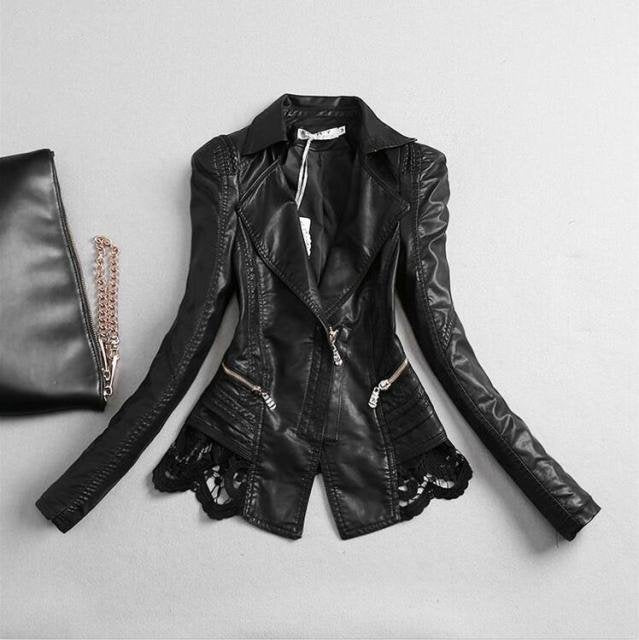 Blouson en cuir style motard pour femmes