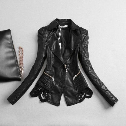 Blouson en cuir style motard pour femmes