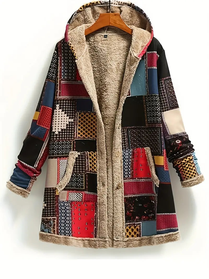 Veste d'hiver rétro style patchwork
