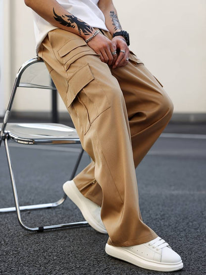 Pantalon cargo droit multipoches pour hommes