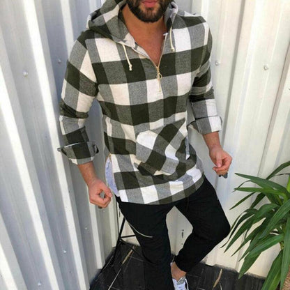 Sweat à capuche pour homme, motif carreaux, moderne