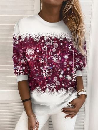 Modisches Weihnachtssweatshirt Elegant Rot - IdealeKleiden