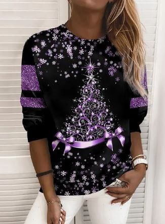 Sweat-shirt de Noël à la mode Élégant Rouge