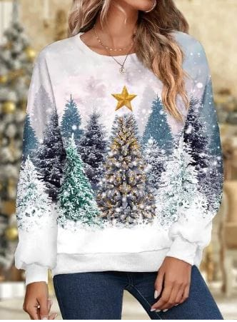 Sweat-shirt de Noël à la mode Élégant Rouge