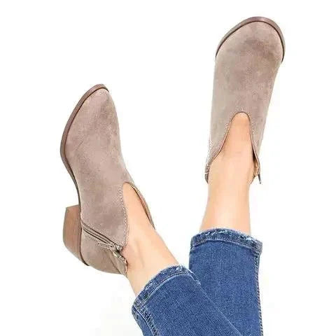 Bottines élégantes Col en V Bout pointu Fermeture éclair