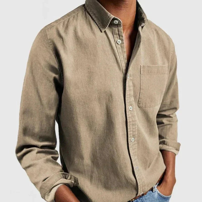 Chemise en jean homme Traditionnelle Bleue