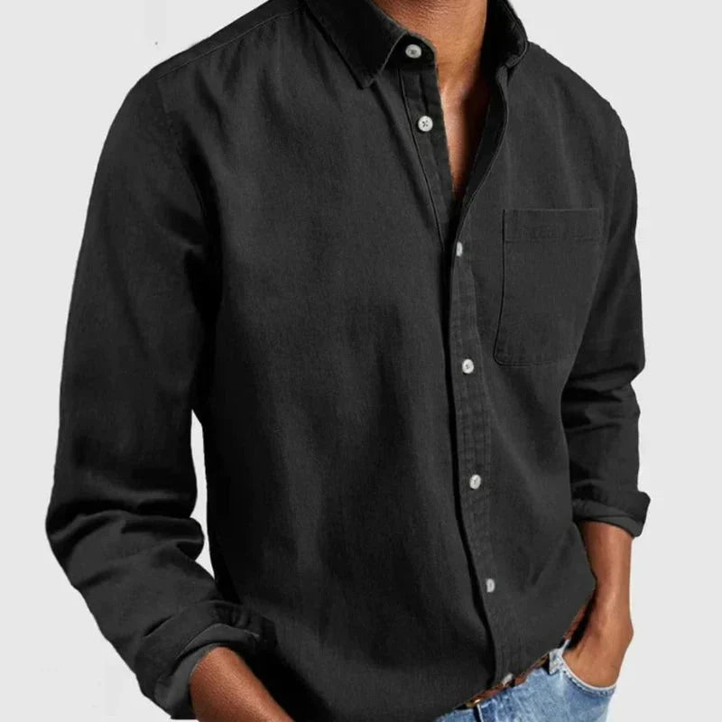 Chemise en jean homme Traditionnelle Bleue