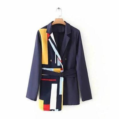 Blazer décontracté pour femme, style patchwork