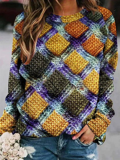Pull en laine élégant avec imprimé fantaisie