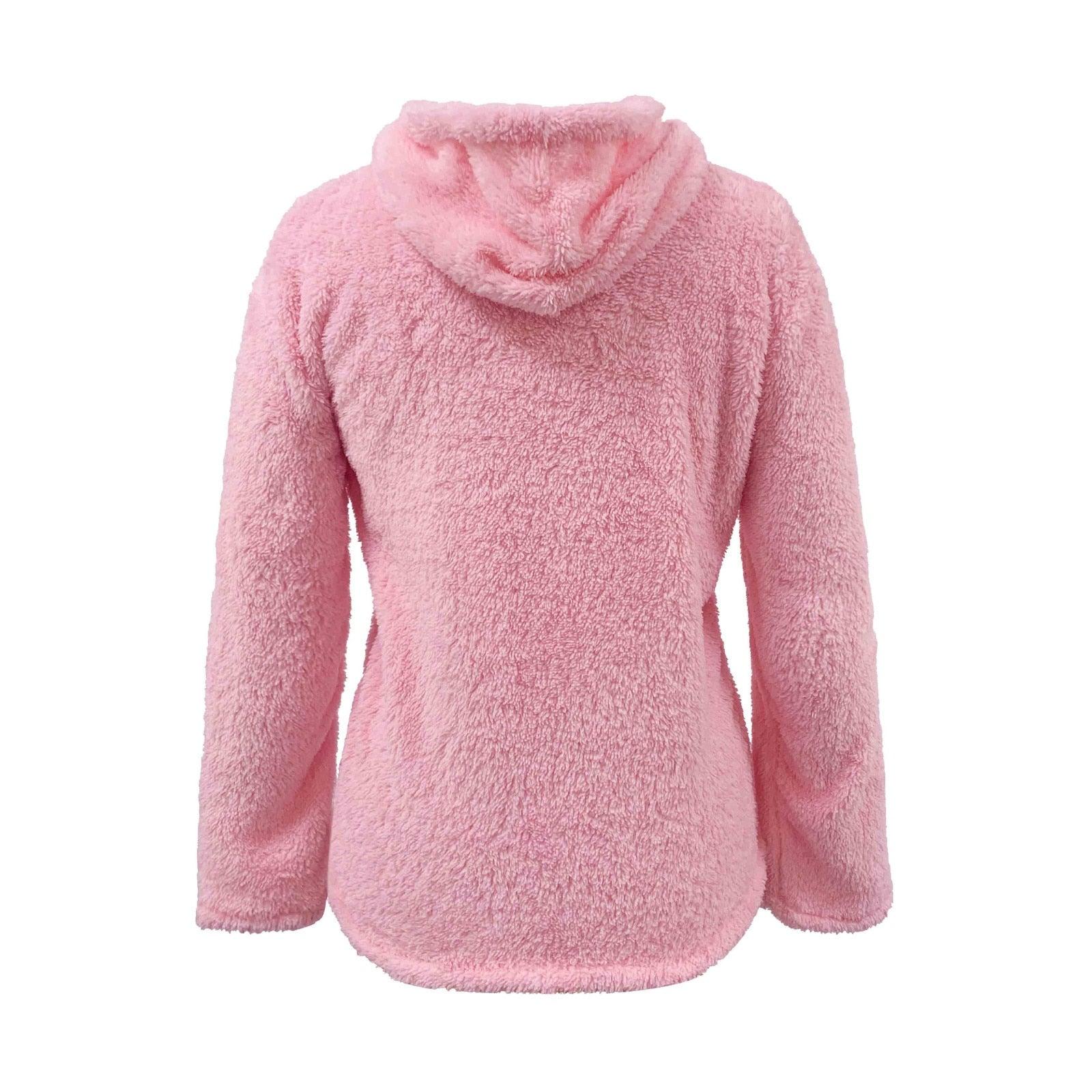 Weiche Damen Hoodie Teddy Sweatjacke - IdealeKleiden
