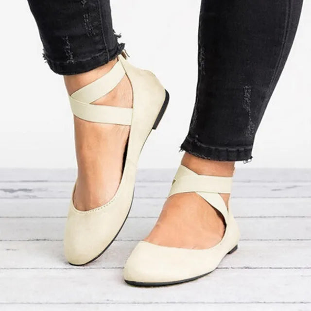 Damen Ballerinas Komfort Knöchelriemen - IdealeKleiden
