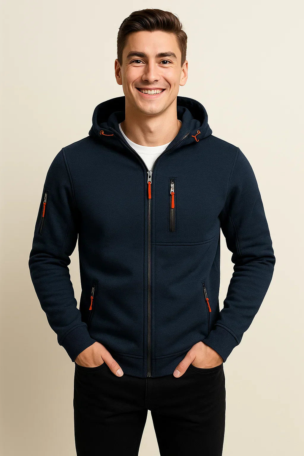 Veste extérieure pour hommes Capuche Poches Fonctionnelle