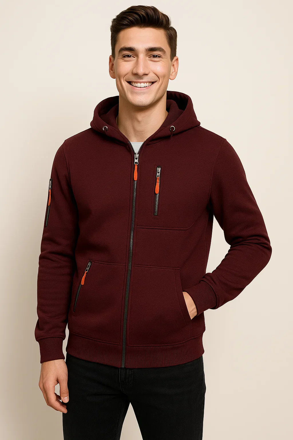 Veste extérieure pour hommes Capuche Poches Fonctionnelle