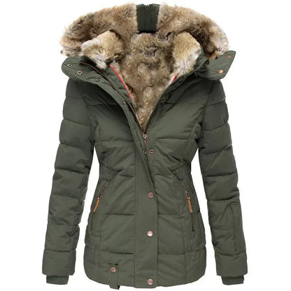 Doudoune femme hiver Capuche Fausse fourrure Douce