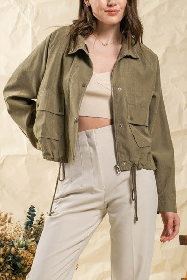 Veste à carreaux pour femme, deux poches