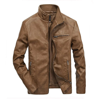Blouson en cuir pour homme, fermeture éclair, modèle printemps