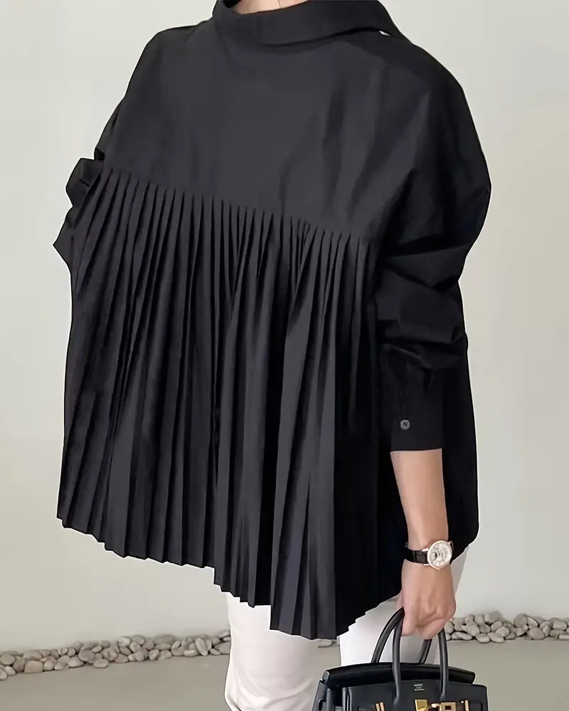 Robe élégante femme couleur unie plissée