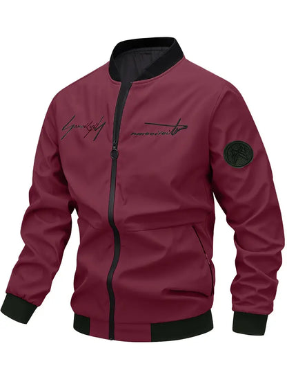 Blouson en cuir brodé pour homme élégant