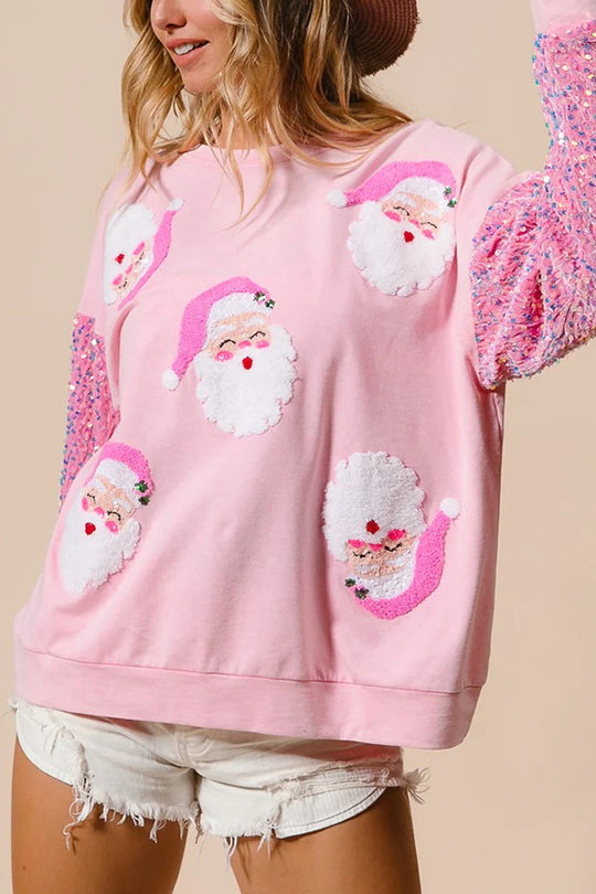 Weihnachtssweatshirt Lässig Glitzer Rundhals - IdealeKleiden