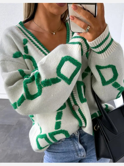 Gilet de printemps en maille col V pour femme