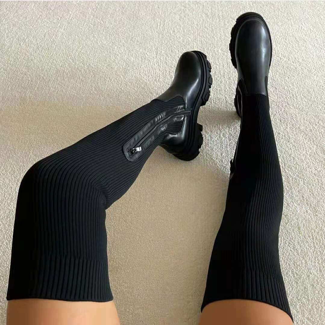 Hohe Strickstiefel Damen Schick - IdealeKleiden
