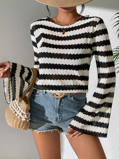 T-shirt femme rayé chic col en V