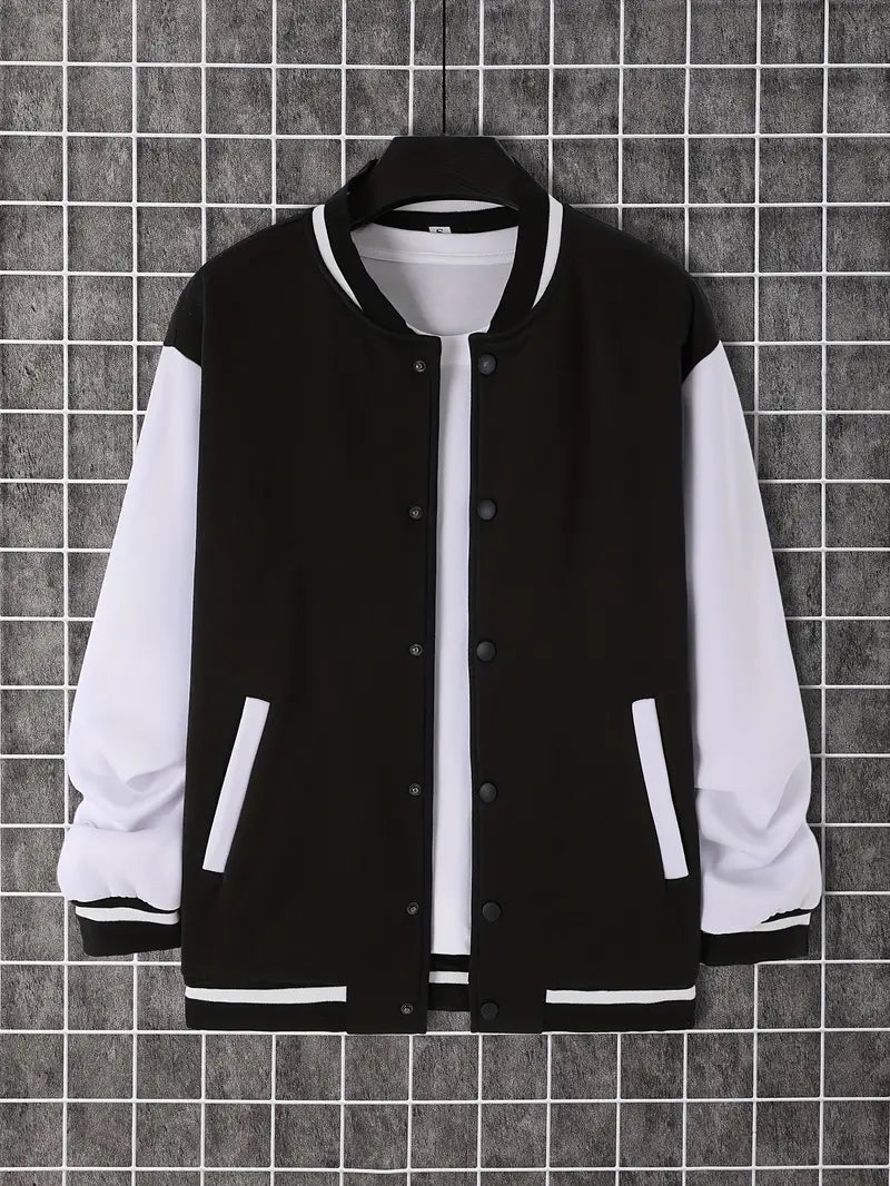 Blouson en cuir pour homme, coupe droite, boutons