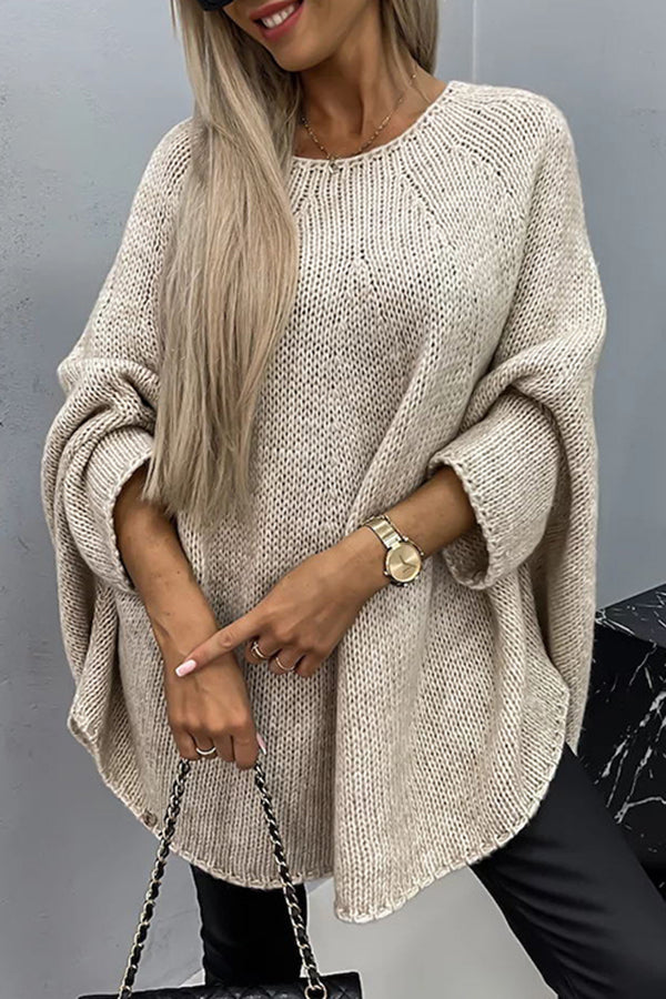 Chemisier-poncho tendance en tricot côtelé