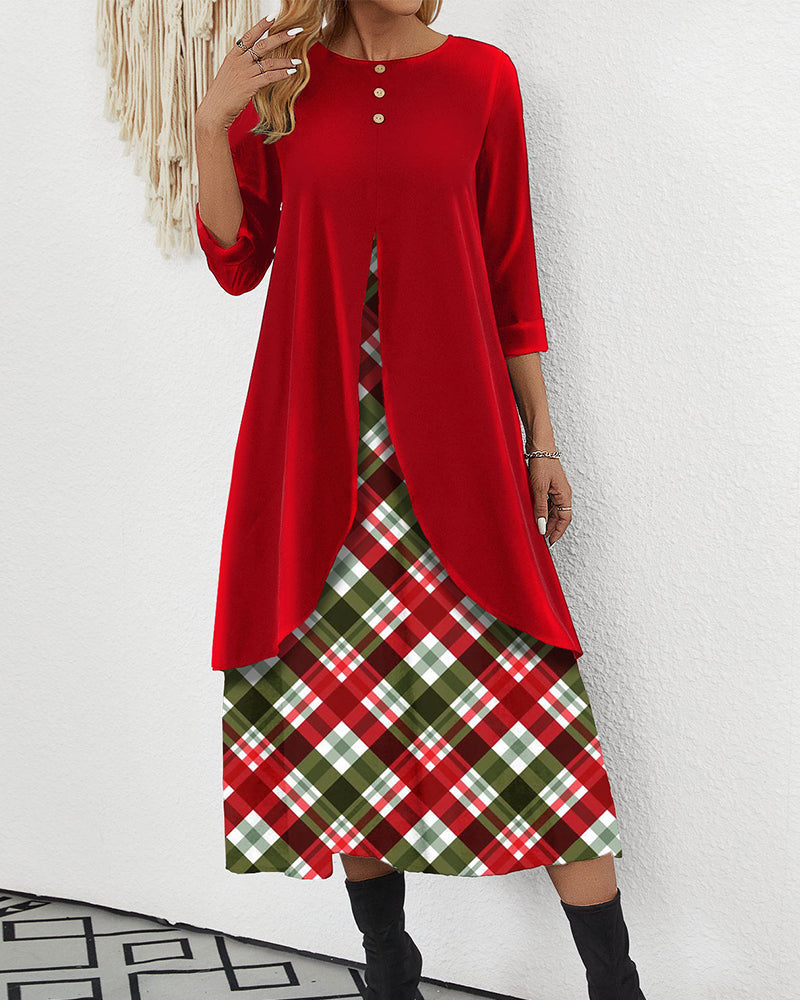 Karo Samtkleid A-Linie 2in1 Damenkleid - IdealeKleiden