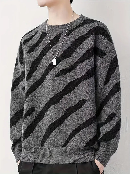 Herren Pullover Tigermuster Trendy - IdealeKleiden