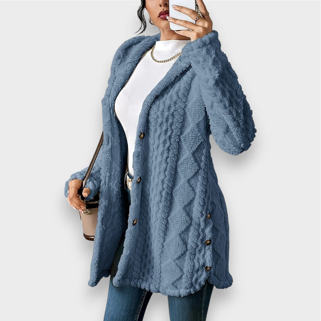 Cardigan à capuche en peluche douce pour femme