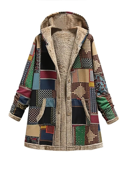 Veste d'hiver rétro style patchwork