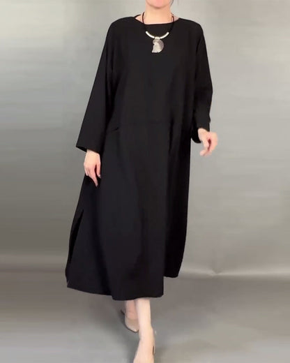 Robe longue unie boutonnée pour femme
