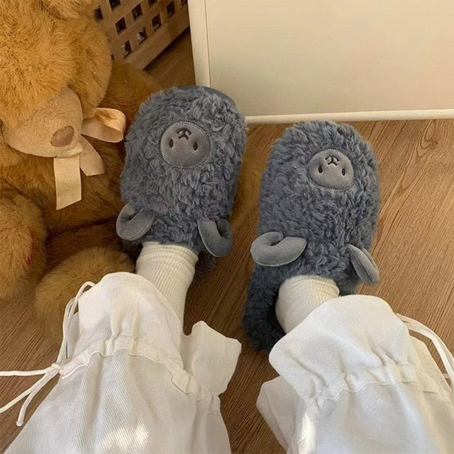 Chaussons en peluche douce en forme d'animaux