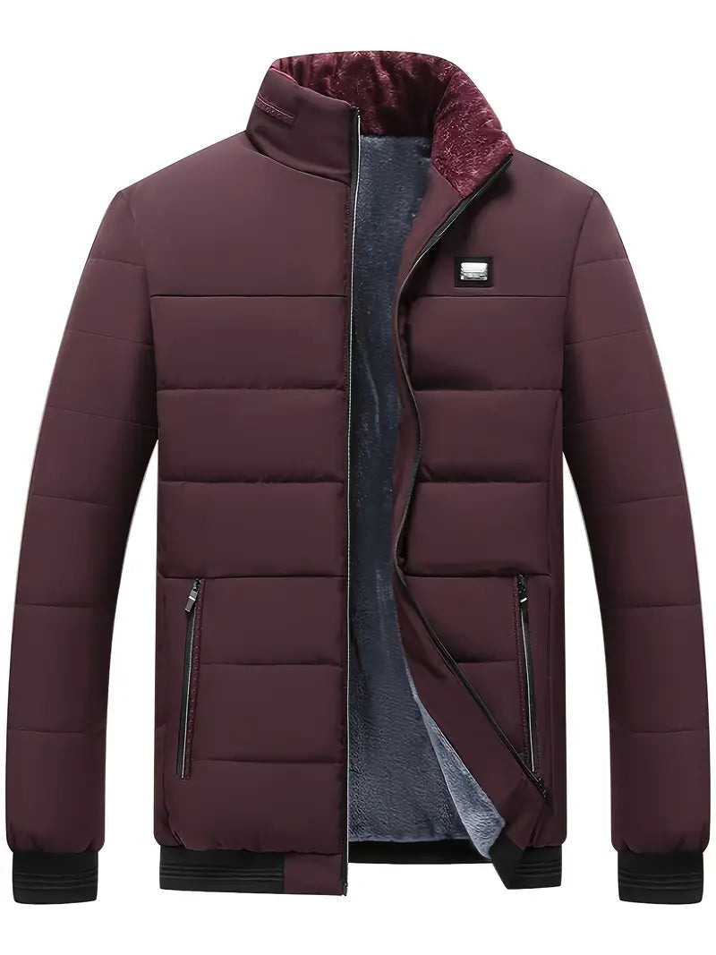 Veste d'hiver homme tendance Col montant Doublure intérieure en velours