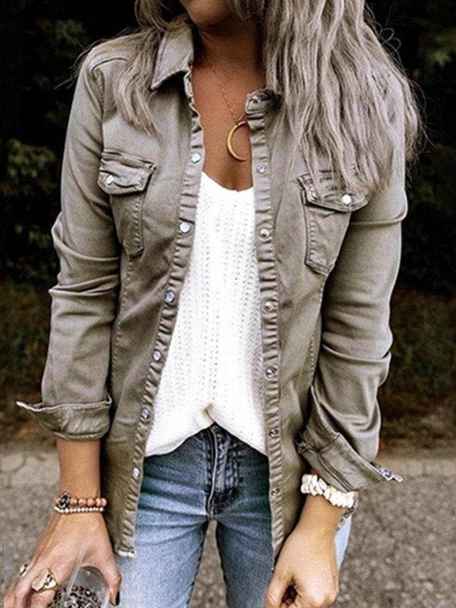 Vintage Denimjacke Trendy Frauen - IdealeKleiden