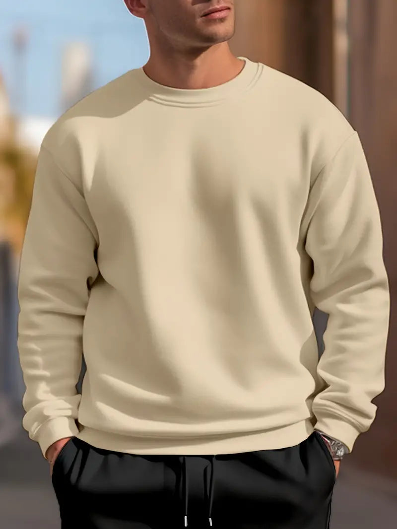 Pull col rond uni homme