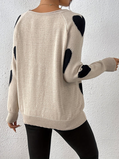 Romantischer Pullover Herzmuster Wintermode - IdealeKleiden
