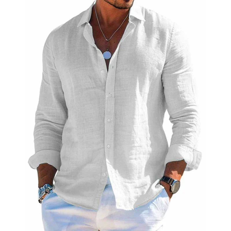 Chemise homme à manches longues décontractée boutonnée