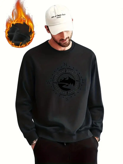 Pull-over homme motif boussole tendance