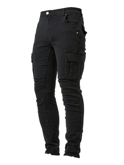 Pantalon cargo slim en jean pour homme