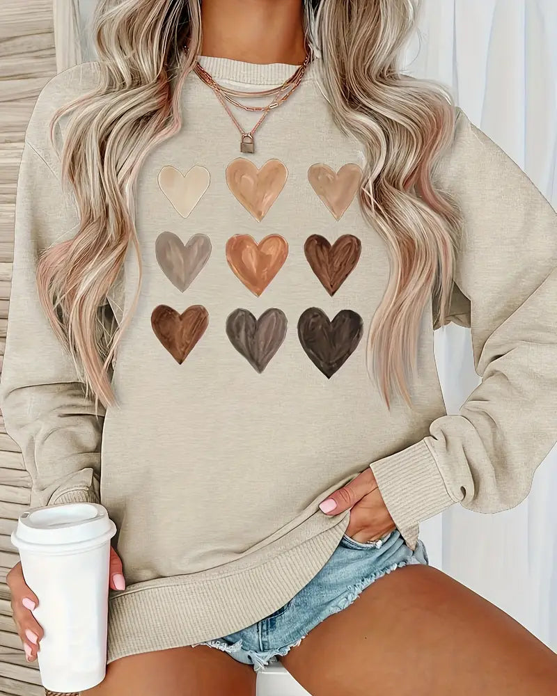 Pull-over coloré en forme de cœur pour femmes
