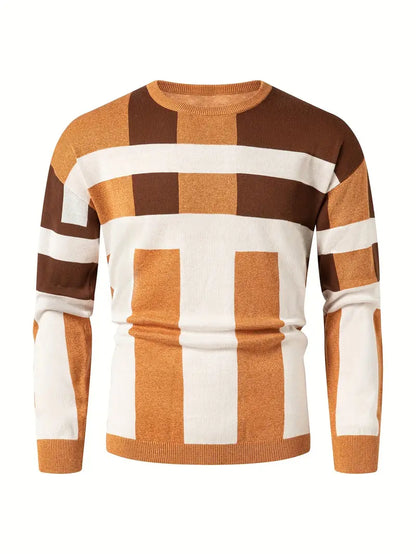 Pull col rond color block style moderne