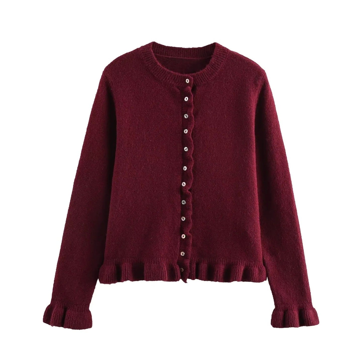 Cardigan élégant pour femme avec volants et boutons