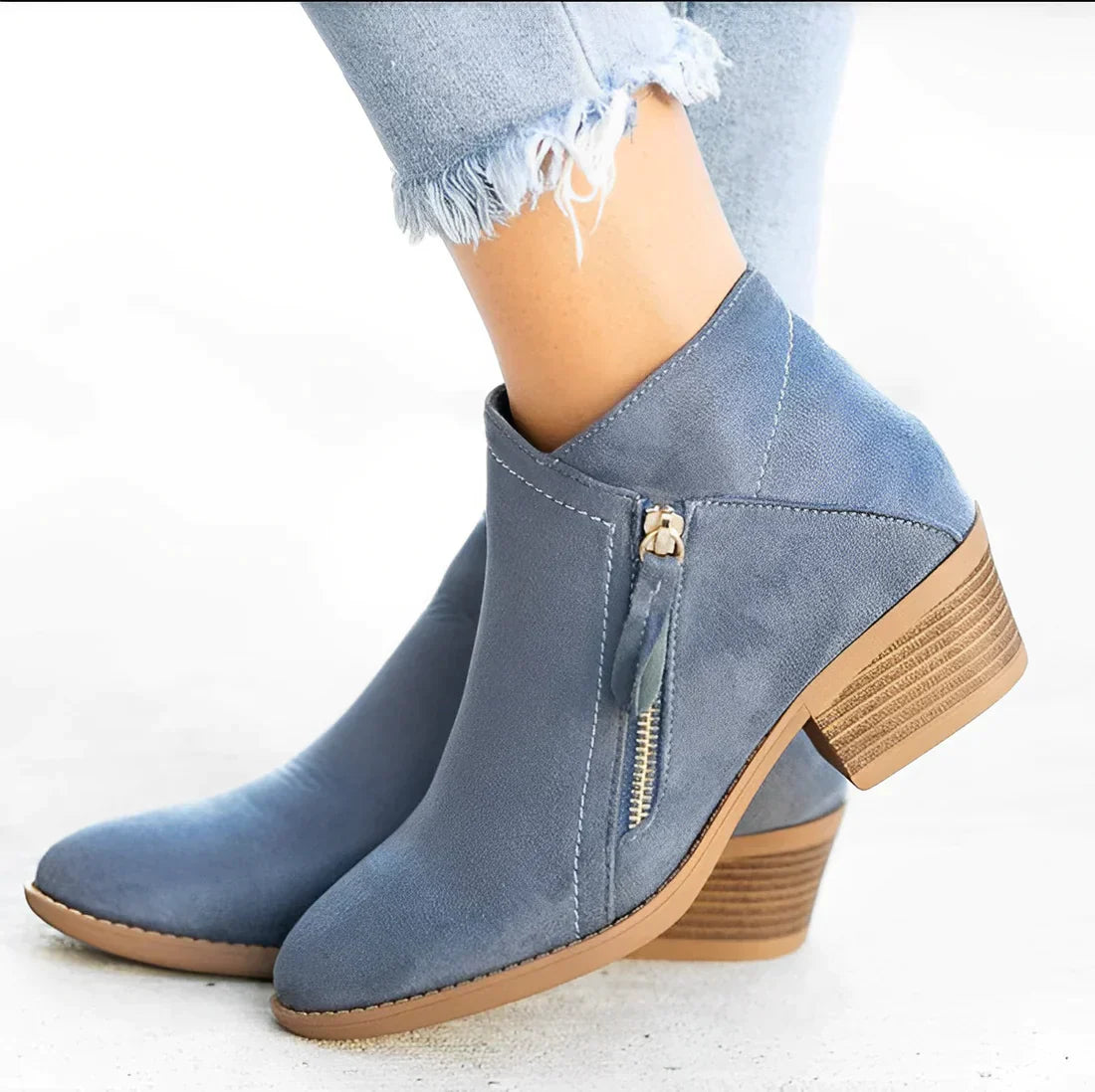 Bottes mode femme, fermeture rapide, talon épais, bout pointu