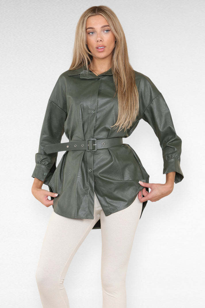 Élégante robe pour femme en similicuir avec ceinture