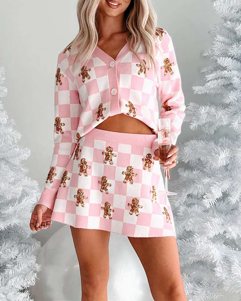 Tenue de Noël | Pull en maille, jupe courte, costume pour femme
