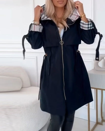 Trench-coat imperméable femme à capuche