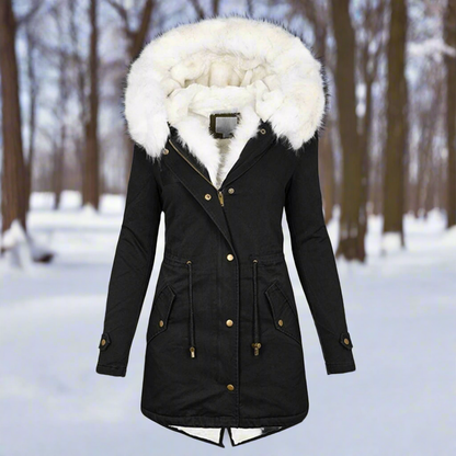 Parka veste pour femme, fourrure synthétique, doublée, avec capuche