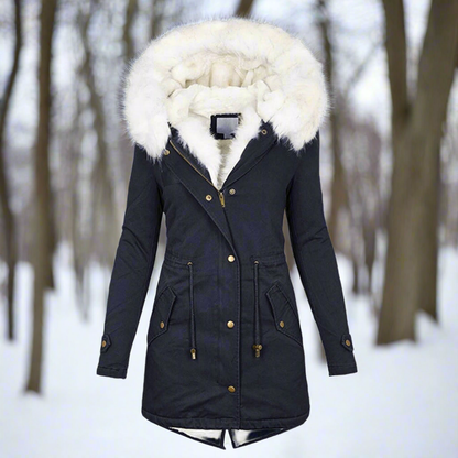 Parka veste pour femme, fourrure synthétique, doublée, avec capuche